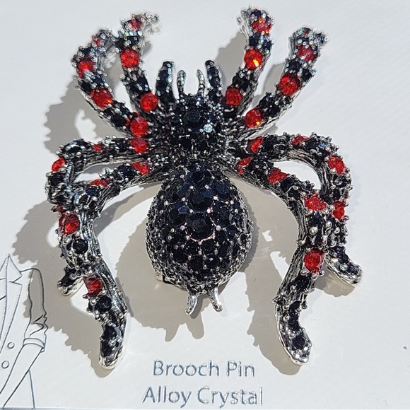 eye candy Accessories - NWT ⚜️🕷️⚜️ Eye Candy Black and Red Crystal Spider Brooch Pin